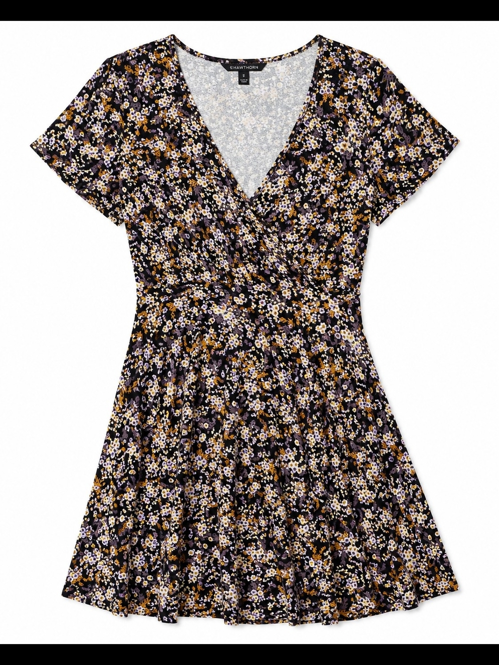 41 Hawthorn Dark Floral Faux Wrap Fit & Flare Dress
